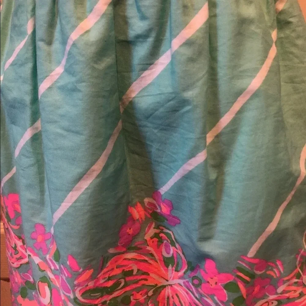 LILLY PULITZER Sun Dress Peach Turquoise XS EUC $150 - Picture 3 of 9